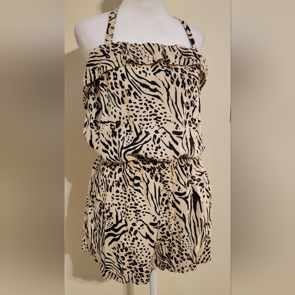 H&M Leopard Print/Animal Print Halter Romper Jumper Jumpsuit Women's Size S - Picture 2 of 8